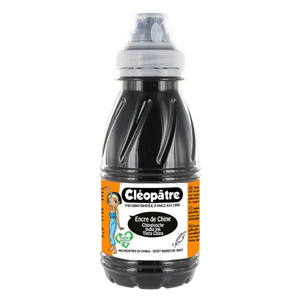 Encre de chine - Noir - Flacon de 250ml - Cléopâtre