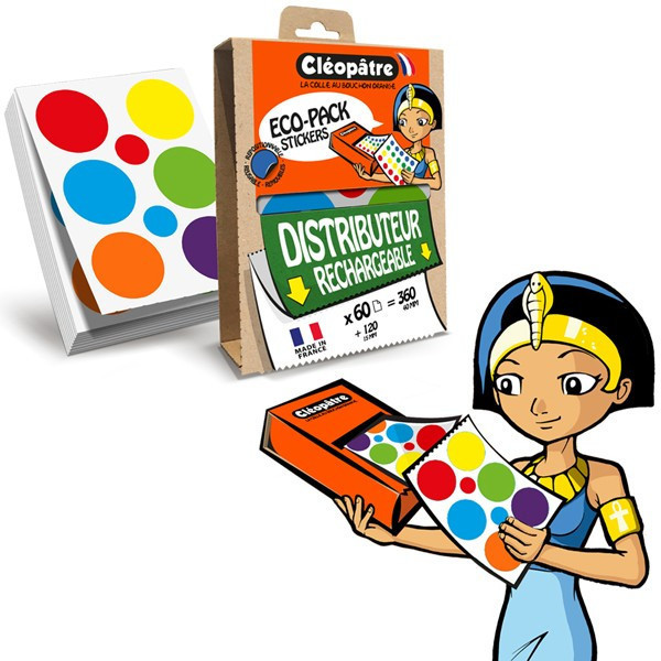 Gommettes - Rondes - Différentes couleurs - Avec distributeur - Cléopâtre