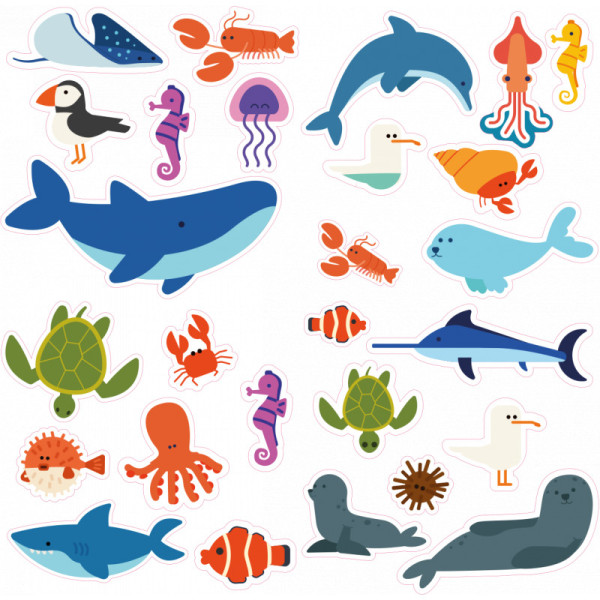 photo-Gommettes - Animaux de la mer - Pour enfant - 480 stickers - Repositionnable - Cléopâtre