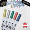 Feutres - Double pointe - Calligraphie - 5 couleurs métalliques - Boîte en bambou - ONLINE - Calli.Brush