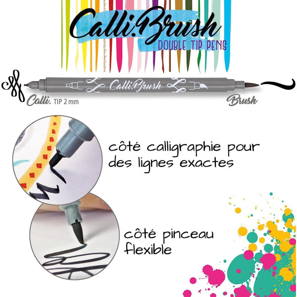 Feutres - Double pointe - Calligraphie - 24 couleurs - Boîte en bambou - ONLINE - Calli.Brush