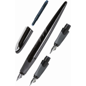 Stylo Plume Rechargeable Pour Calligraphie Et Peinture - Noir, Pointe En Nylon, Système Piston
