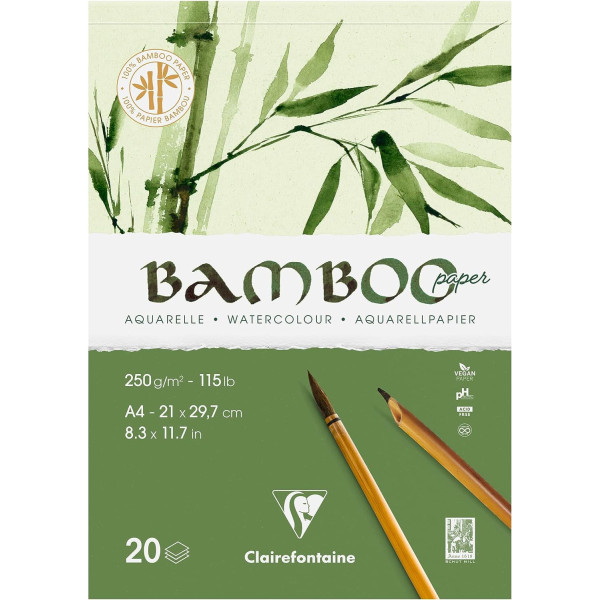photo-Bloc - Aquarelle - A4 - 21x29,7cm - 20 feuilles - Clairefontaine - Bamboo