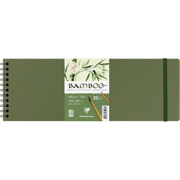 photo-Carnet - Aquarelle - 10,5 x 29,7 cm - Spirale - 20 feuilles - Clairefontaine - Bamboo