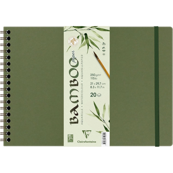 photo-Carnet - Aquarelle - 21 x 29,7 cm - Spirale - 20 feuilles - Clairefontaine - Bamboo