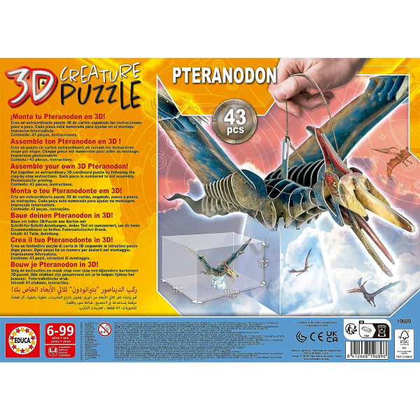 Puzzle - 3D - Dinosaure - Pteranodon - 43 pièces - Enfant dès 5 ans - Educa