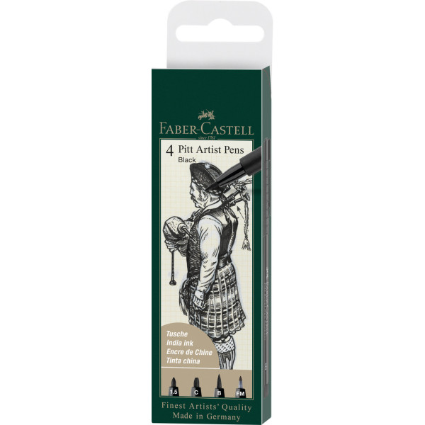 photo-Feutres à dessin - Faber-Castell - Pitt Artist Pen - Noir - 4 mines différentes