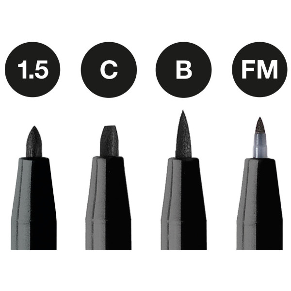 Feutres à dessin - Faber-Castell - Pitt Artist Pen - Noir - 4 mines différentes