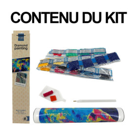 Kit de diamond painting - Modèle Licorne colorée - 40x30cm