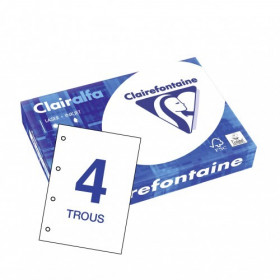 500 feuilles - Papier blanc perforé 4 trous - CLAIREFONTAINE-