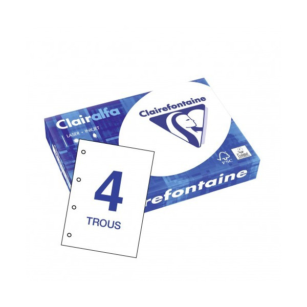 500 feuilles - Papier blanc perforé 4 trous - CLAIREFONTAINE-