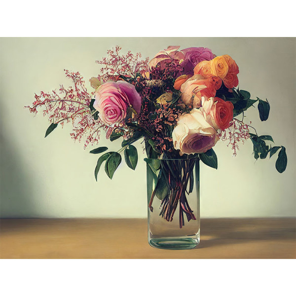 photo-Kit de diamond painting - Modèle bouquet de fleurs - Fleurs - Pivoines - 40x30cm