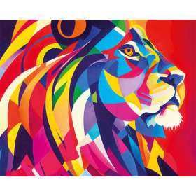 photo-Kit de diamond painting - Modèle lion coloré - 40x50cm