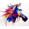 photo-Kit de diamond painting - Modèle cheval coloré - Animaux - 40x50cm