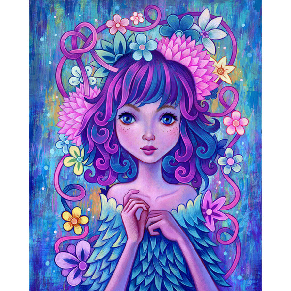 photo-Kit de diamond painting - Modèle portrait de jeune fille - 40x50cm