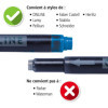 Cartouches d'encre - Longue - Pour stylo plume et roller - Noir - Rouge - Vert - Violet