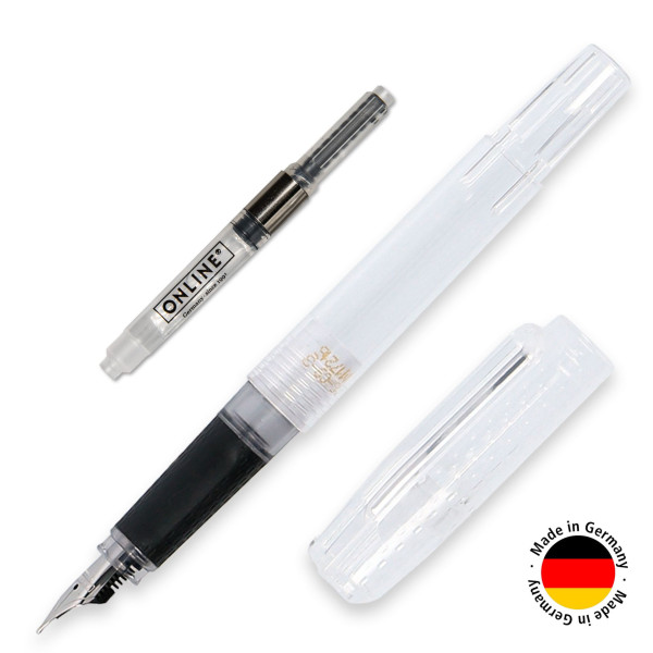 photo-Stylo plume - Rechargeable - Avec convertisseur - Pointe moyenne - Corps transparent
