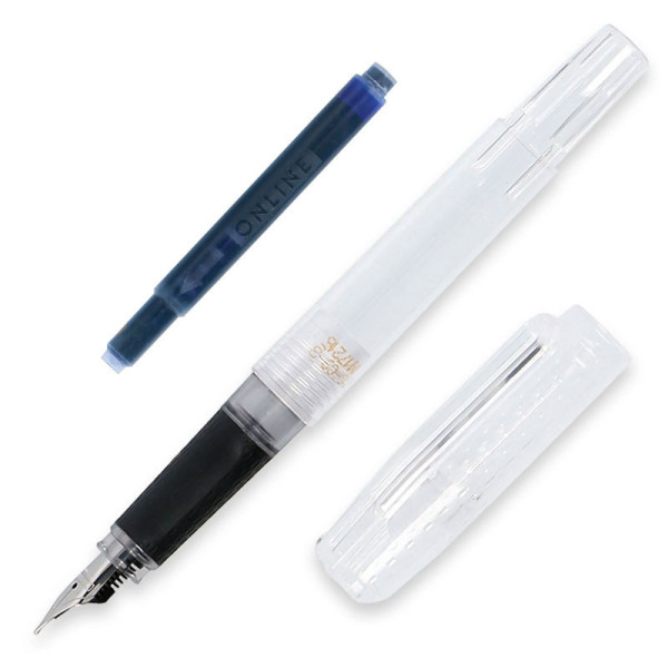 Stylo plume - Rechargeable avec cartouche d'encre - Pointe moyenne - Corps transparent