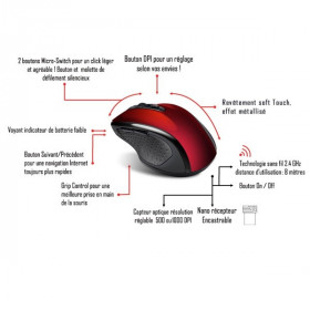 Souris Sans Fil Advance Shape 6D Rouge | Surdiscount