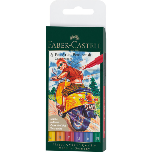 photo-Feutres - Faber-Castell - Pitt Artist Pen - Colour Wheel - Etui de 6 feutres