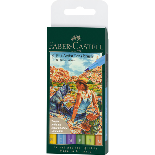 photo-Feutres - Faber-Castell - Pitt Artist Pen - Summer vibes - Etui de 6 feutres