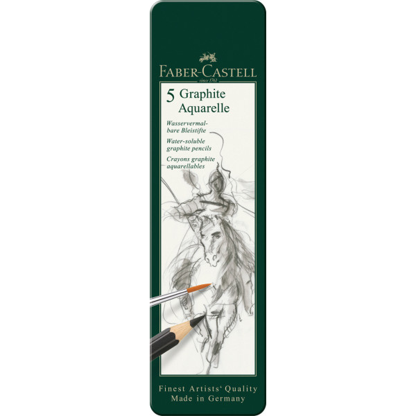 Crayons graphite aquarellable - Etui de 5 crayons - HB - 2B - 4B - 6B - 8B - Faber-Castell