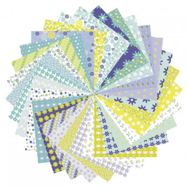 Papier pour origami - Motif fleurs - Carnet de 61 feuilles - 20x20cm - Avenue Mandarine
