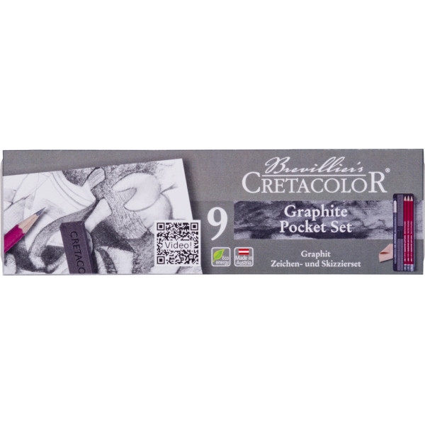 photo-Crayons graphite - Dessin - Cretacolor - Graphite Pocket Set - Boîte de 9 pièces