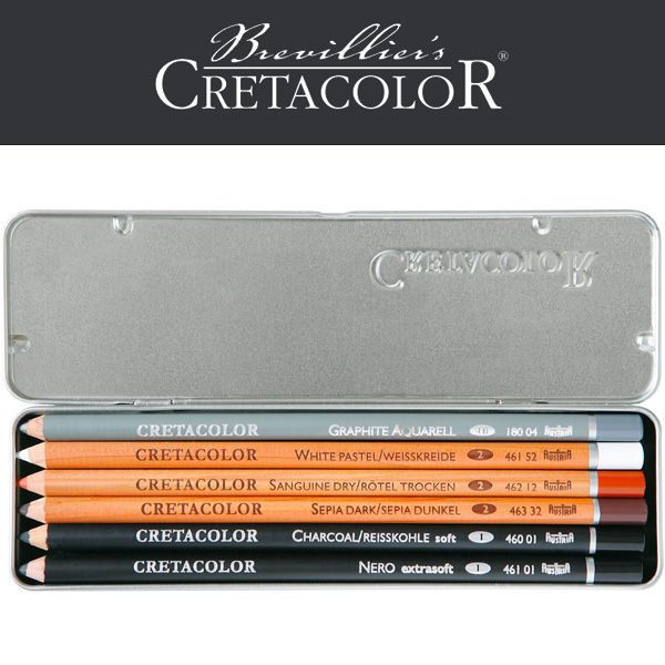 photo-Crayons à l'huile - Esquisse gras - Cretacolor - Oil Pencils Pocket Set - Boîte de 6 pièces