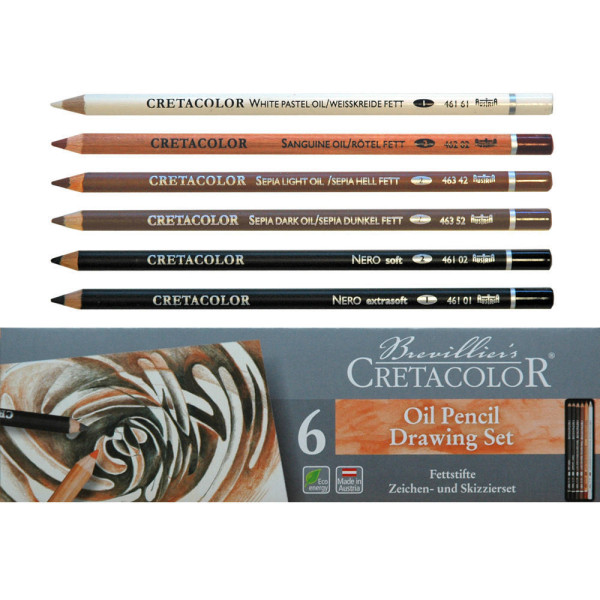 Crayons à l'huile - Esquisse gras - Cretacolor - Oil Pencils Pocket Set - Boîte de 6 pièces