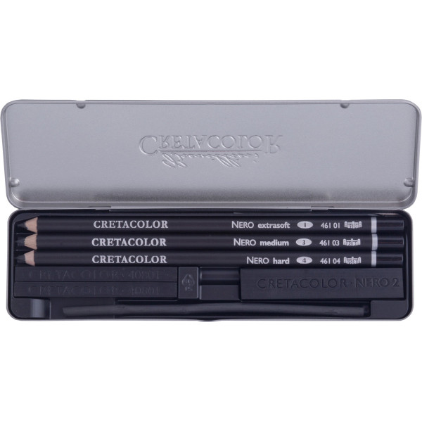 Crayons de dessin - Fusains - Cretacolor -  Nero Deep Black Pocket - Boîte de 7 pièces