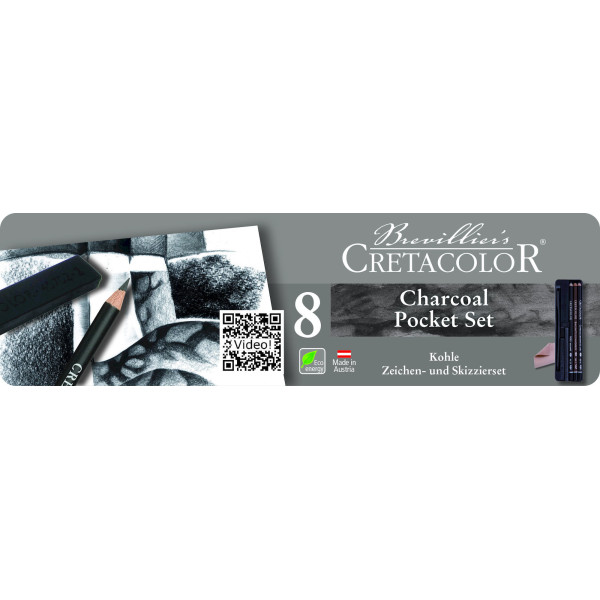 photo-Crayons de dessin - Fusains - Cretacolor -  Charcoal Pocket Set - Boîte de 8 pièces
