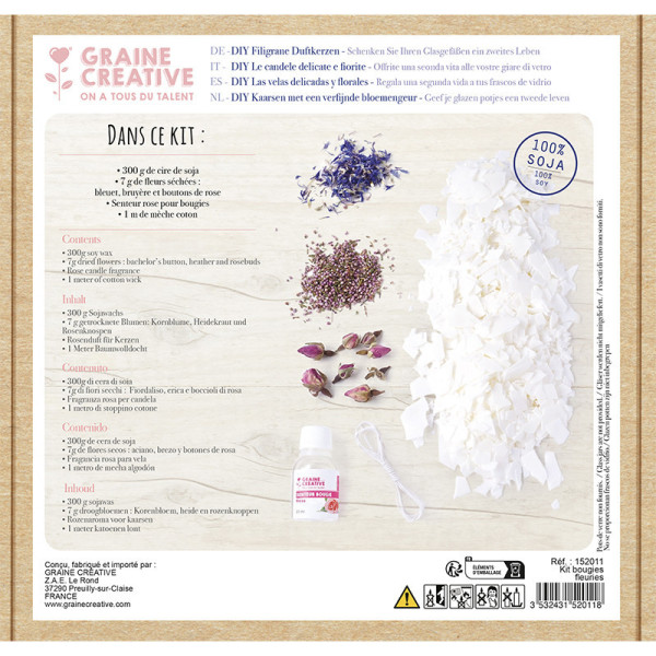 Kit créatif - Créer des bougies - Senteurs fleurs - 3 parfums - Graine créative