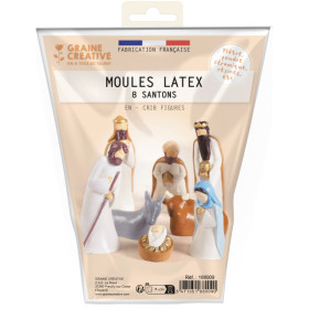 photo-Moule en latex - Santons - Personnages de la crèche - Noël - 8 sujets