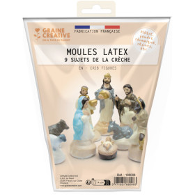photo-Moule en latex - Santons - Personnages de la crèche - Noël - 9 sujets