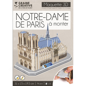 photo-Maquette - Puzzle - 3D - Cathédrale Notre Dame de Paris - Monument - 96 pièces - Dès 8 ans