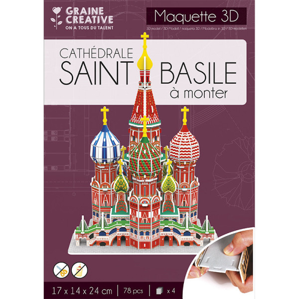 photo-Maquette - Puzzle - 3D - Cathédrale Saint-Basile - Monument - Moscou - 78 pièces - Dès 8 ans