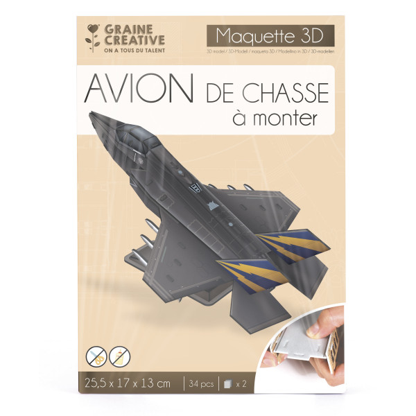 photo-Maquette - Puzzle - 3D - Avion de chasse - 34 pièces - Dès 8 ans