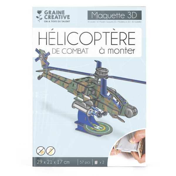 photo-Maquette - Puzzle - 3D - Hélicoptère de combat - 57 pièces - Dès 8 ans