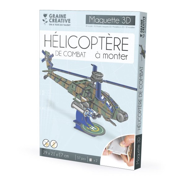Maquette - Puzzle - 3D - Hélicoptère de combat - 57 pièces - Dès 8 ans