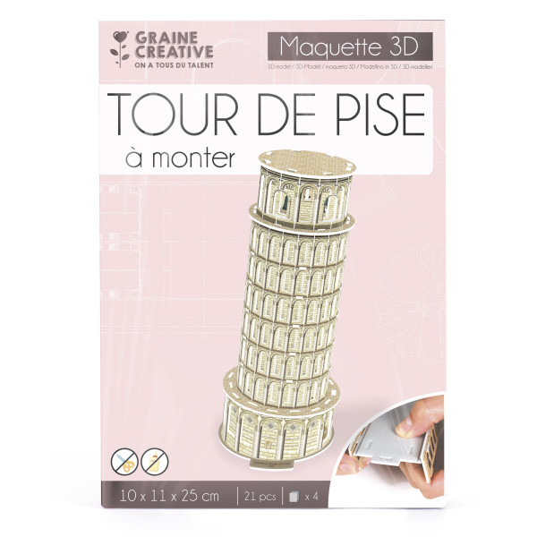 photo-Maquette - Puzzle - 3D - Tour de pise - 21 pièces - Dès 8 ans