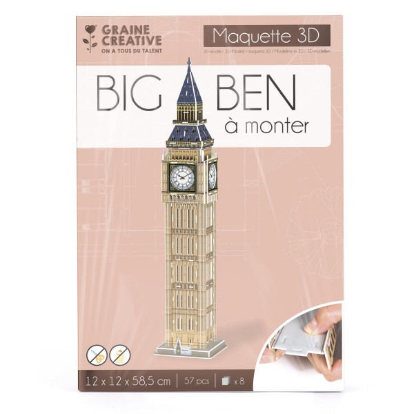 photo-Maquette - Puzzle - 3D - Big Ben - Monument de Londres - 57 pièces - Dès 8 ans