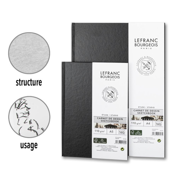 Carnet à dessin - A4 - 80 pages - Papier 110g - Blanc - Lefranc Bourgeois