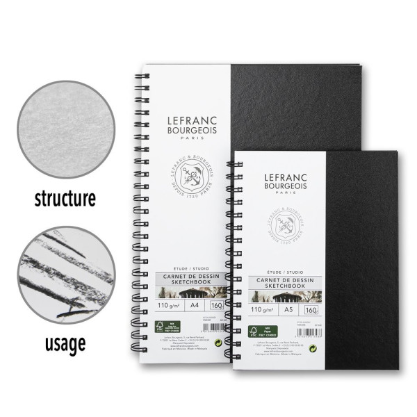 Carnet à dessin - A5 - Spirales - 80 pages - Papier 110g - Blanc - Lefranc Bourgeois