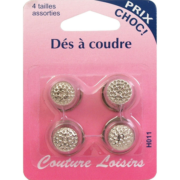 photo-Dés à coudre - Lot de 4 dés - Plusieurs tailles assortis - Métal