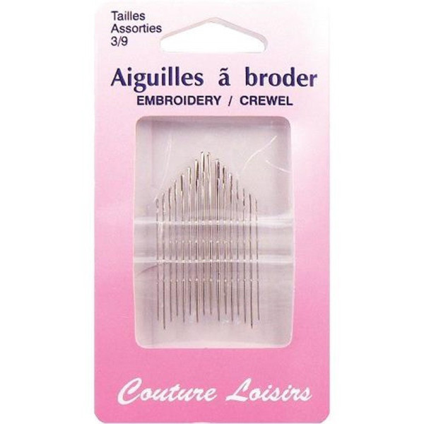 photo-Aiguilles à broder - Assortiment de tailles - N°3 à n°9 - Etui de 16 aiguilles