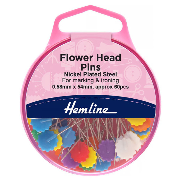 photo-Epingles - Tête en forme de fleur - Assortiment de couleurs - Boîte de 60 unités