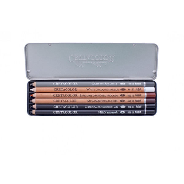 Crayons beaux-arts - Dessin - Cretacolor - Basic Pencils Pocket Set - Boîte de 7 pièces