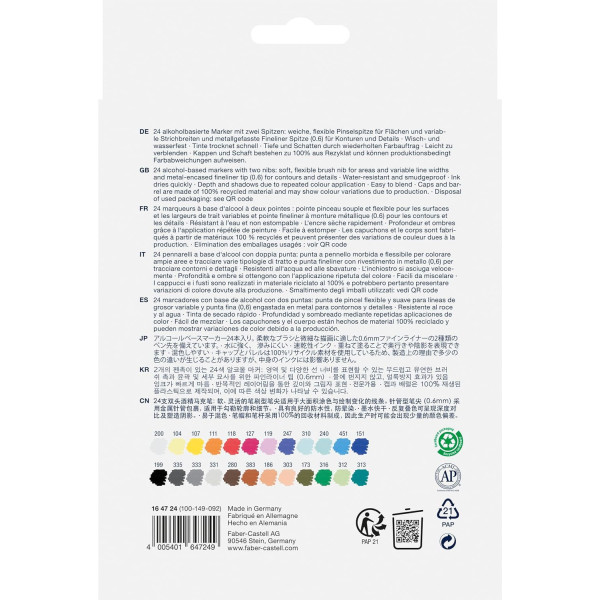 24 feutres de coloriage - A base d'alcool - Double pointes - Faber Castell - Goldfaber