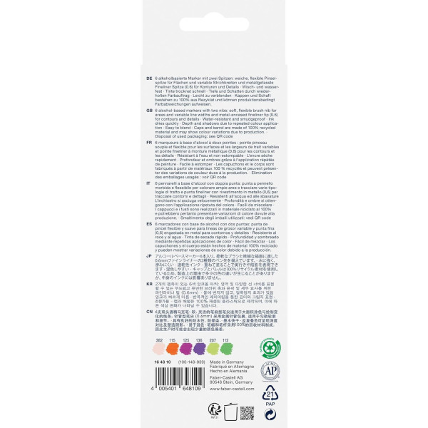 6 Feutres de coloriage - A base d'alcool - Double pointes - Faber Castell - Goldfaber